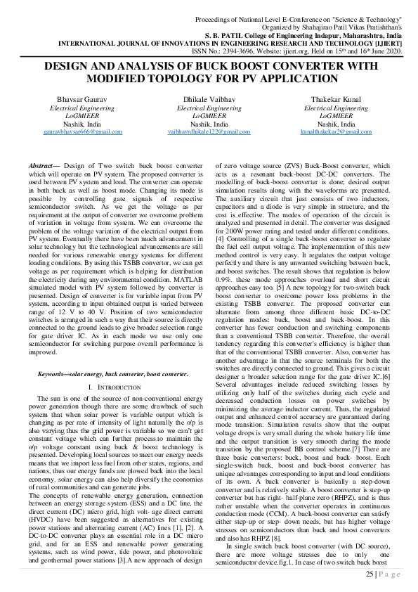 (PDF) IJIERT-DESIGN AND ANALYSIS OF BUCK BOOST CONVERTER WITH MODIFIED ...