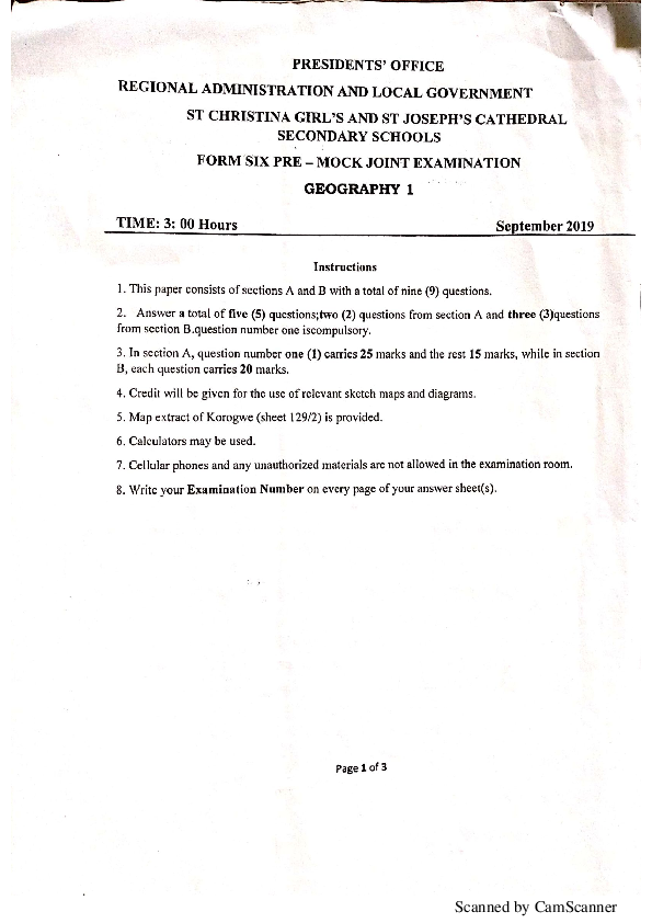 PDF) ST CHRISTINA SEC SCHOOL PRE FORM SIX MOCK EXAM | Clemence L Munuo -  Academia.edu