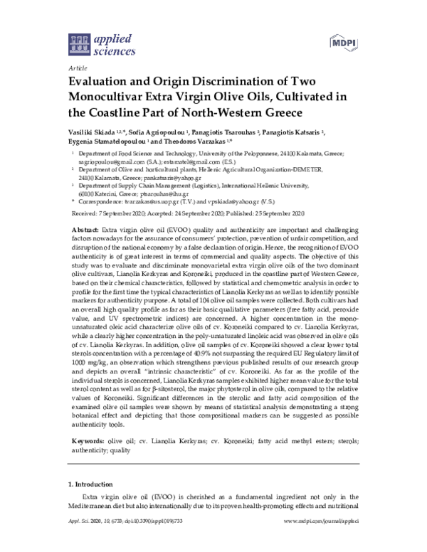 (PDF) Evaluation and Origin Discrimination of Two Monocultivar Extra ...