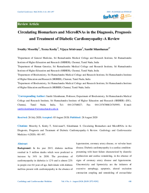 (PDF) Circulating Biomarkers and MicroRNAs in the Diagnosis, Prognosis ...