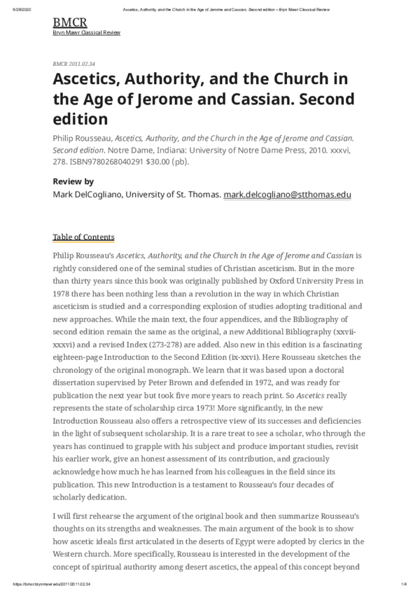 (PDF) Ascetics, Authority, and the Church in the Age of Jerome and ...