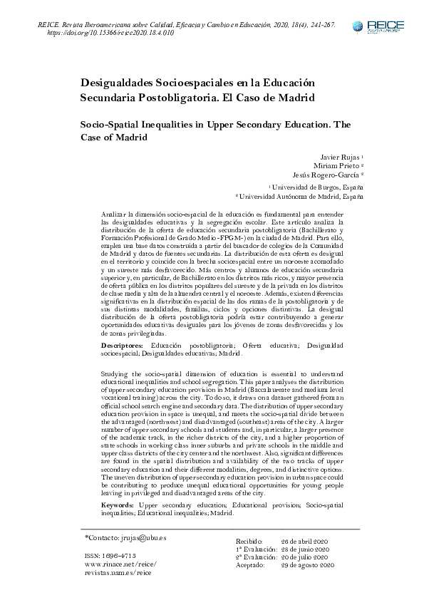 (PDF) Desigualdades Socioespaciales en la Educación Secundaria ...
