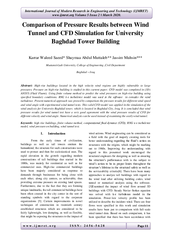 (PDF) Comparison of Pressure Results between Wind Tunnel and CFD ...