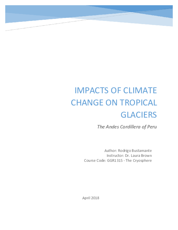 (PDF) IMPACTS OF CLIMATE CHANGE ON TROPICAL GLACIERS The Andes ...