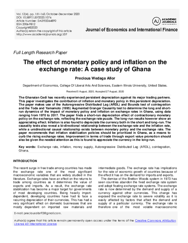 (PDF) The effect of monetary policy and inflation on the exchange rate ...