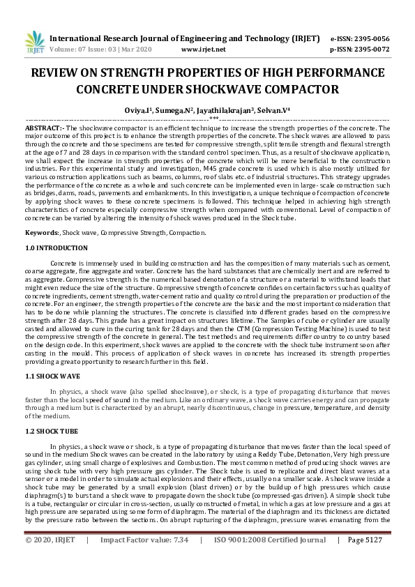 (PDF) IRJET- REVIEW ON STRENGTH PROPERTIES OF HIGH PERFORMANCE CONCRETE ...
