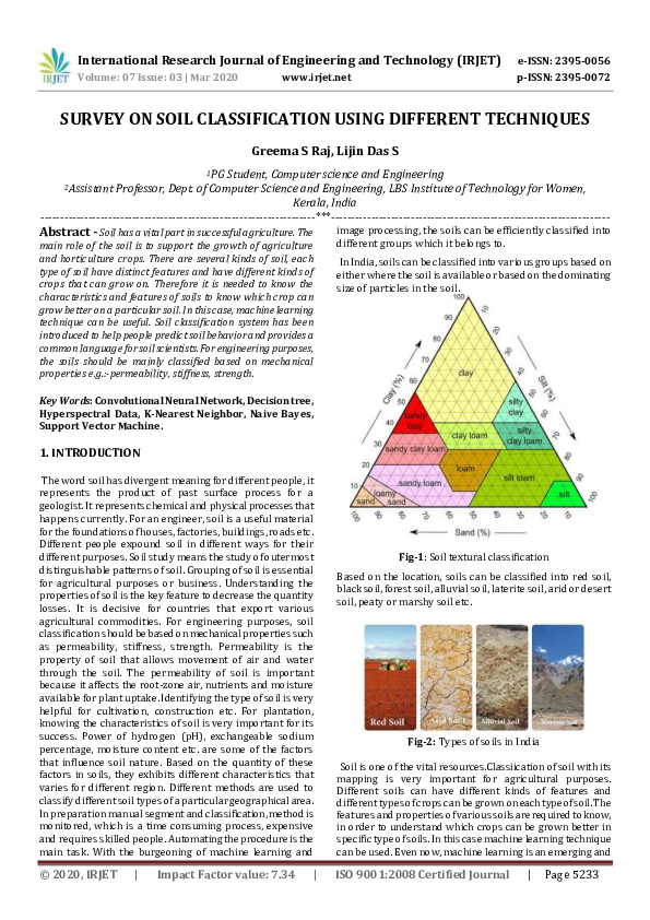 (PDF) IRJET- SURVEY ON SOIL CLASSIFICATION USING DIFFERENT TECHNIQUES