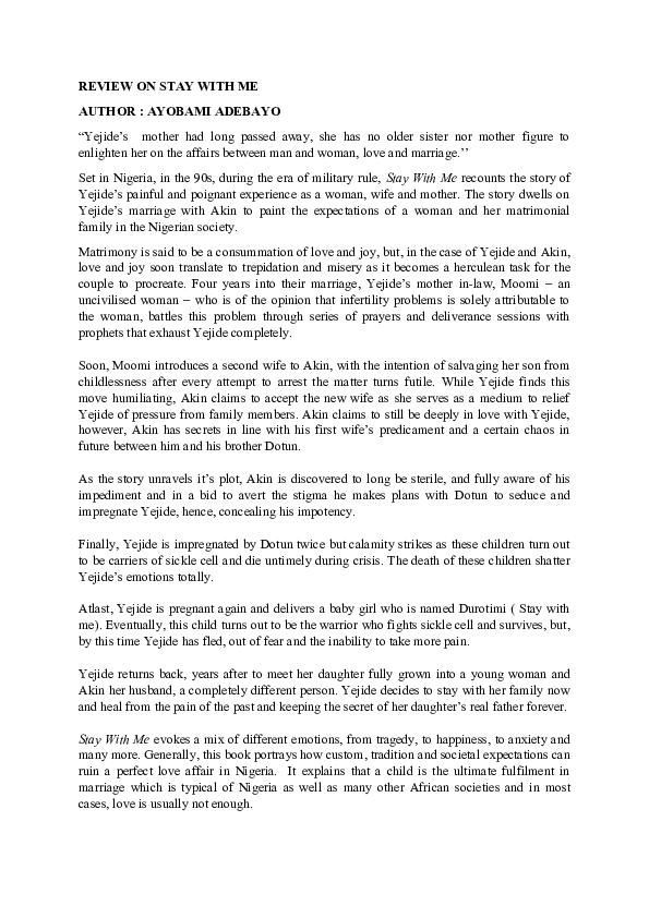 Doc Stay With Me Review Sophia Kathrine Haruna Academia Edu