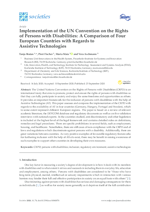 (PDF) Implementation of the UN Convention on the Rights of Persons with ...