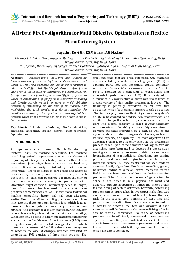 (PDF) IRJET- A Hybrid Firefly Algorithm for Multi Objective ...