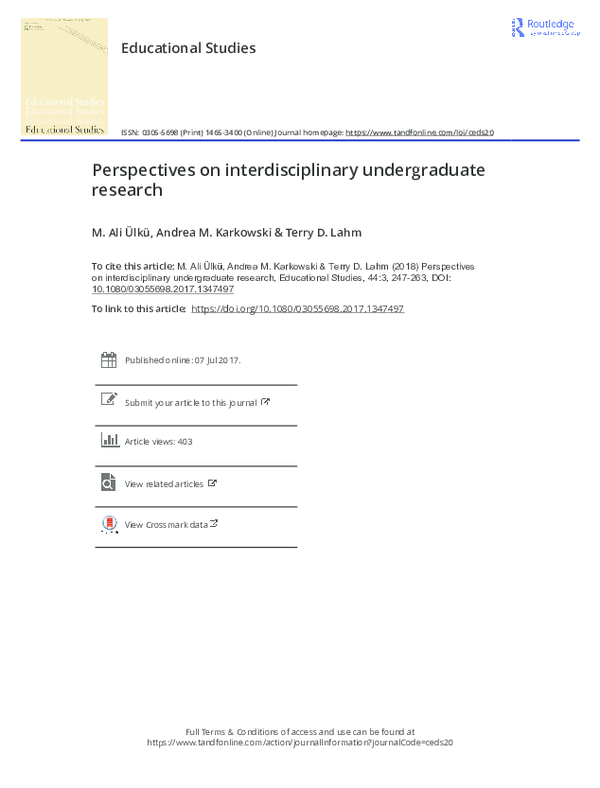 (PDF) Perspectives on Interdisciplinary Undergraduate Research