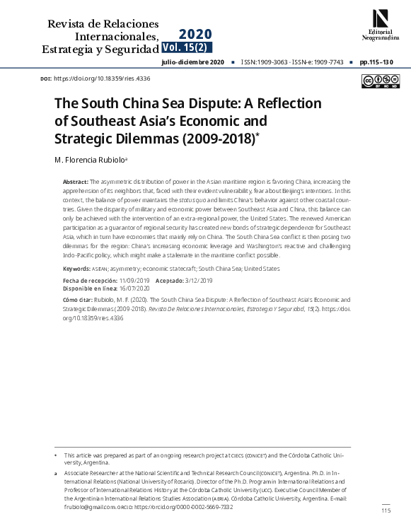 (PDF) The South China Sea Dispute: A Reflection of Southeast Asia's ...