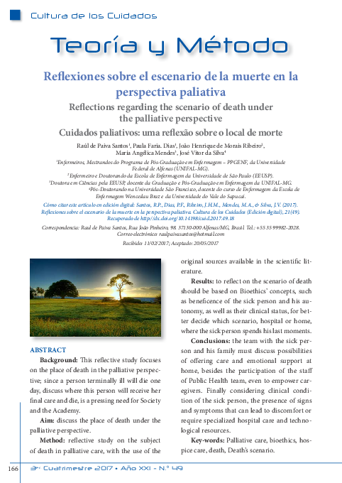 (PDF) Reflexiones sobre el escenario de la muerte en la perspectiva ...