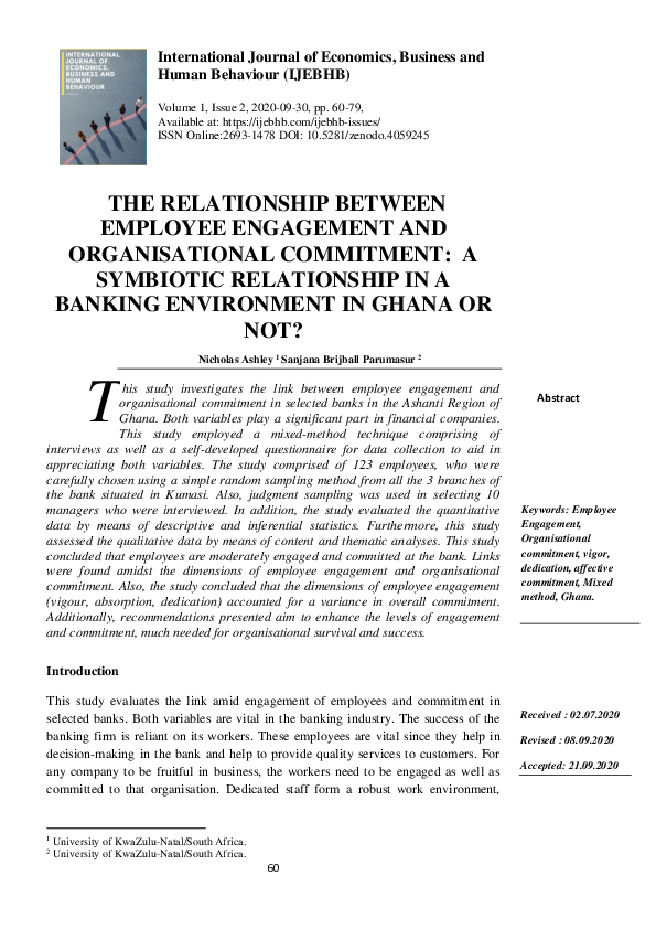 (PDF) THE RELATIONSHIP BETWEEN EMPLOYEE ENGAGEMENT AND ORGANISATIONAL ...