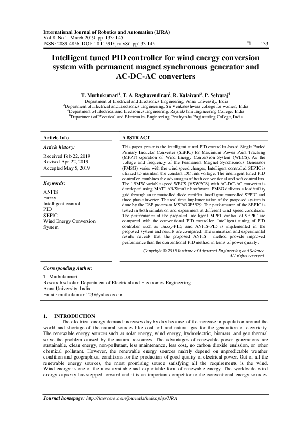 (PDF) Intelligent tuned PID controller for wind energy conversion ...