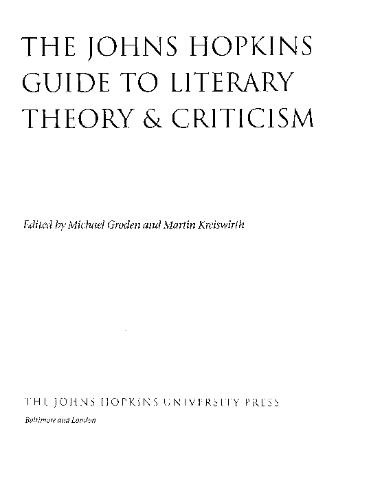 (PDF) The Johns Hopkins Guide to Literary Theory & Criticism Michael