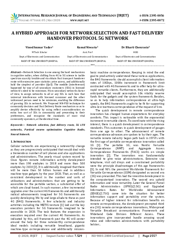 (PDF) IRJET- A HYBRID APPROACH FOR NETWORK SELECTION AND FAST DELIVERY ...