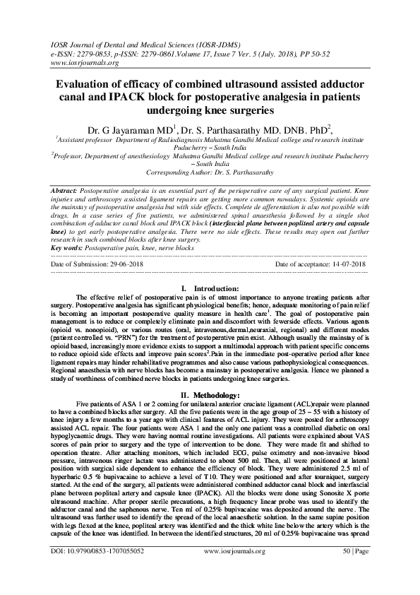 (PDF) Evaluation of efficacy of combined ultrasound assisted adductor ...