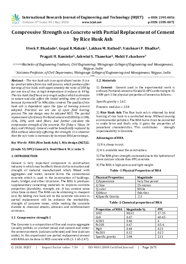 (PDF) IRJET- Compressive Strength on Concrete with Partial Replacement ...