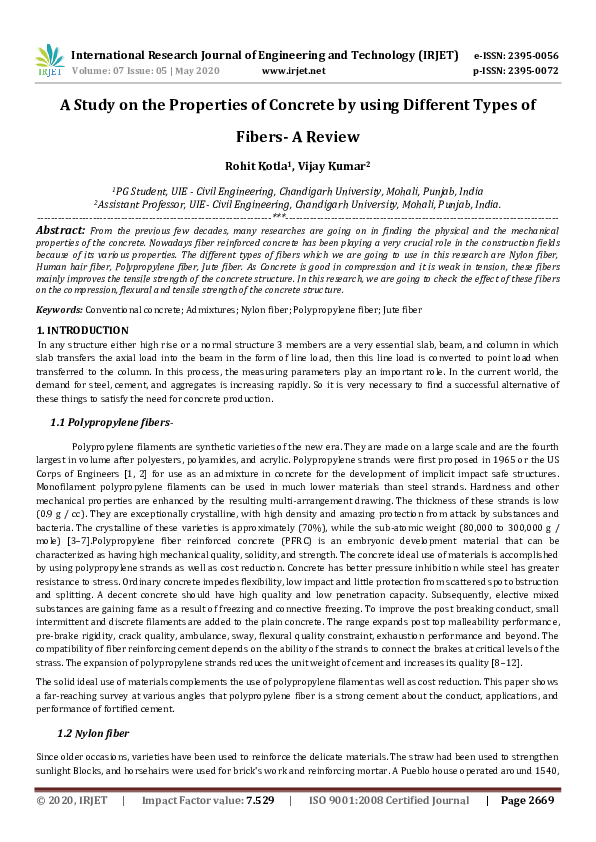 (PDF) IRJET- A Study on the Properties of Concrete by using Different ...