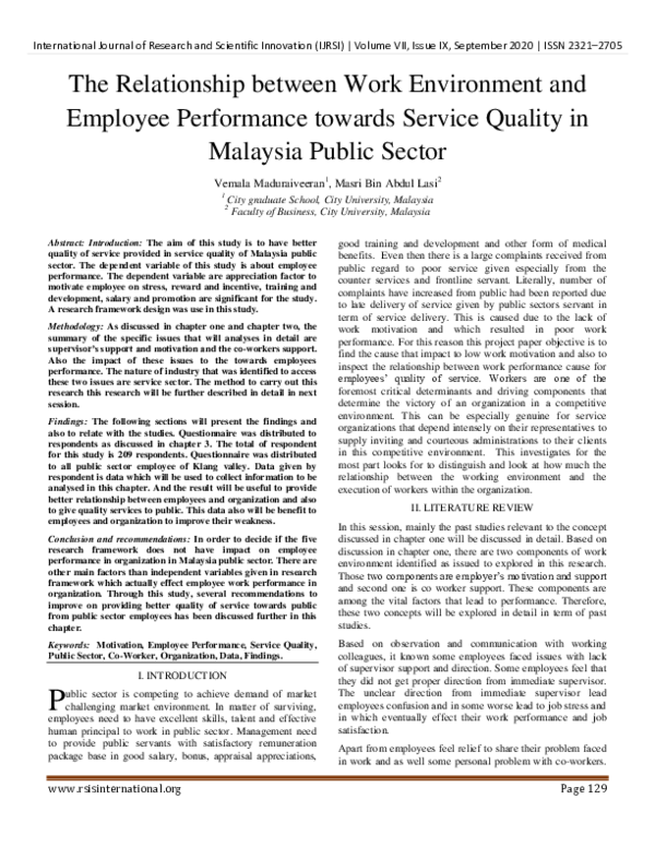 (PDF) The Relationship between Work Environment and Employee ...