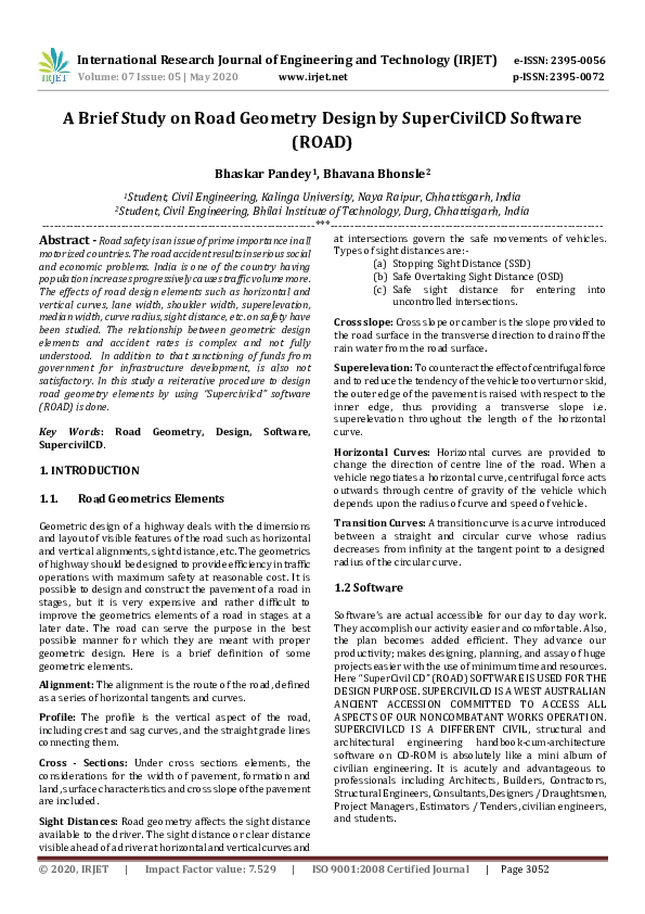 (PDF) IRJET- A Brief Study on Road Geometry Design by SuperCivilCD ...