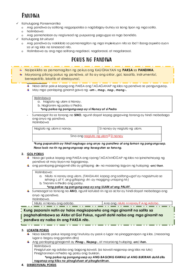 (PDF) Pokus ng Pandiwa / Paksa ng Pangungusap