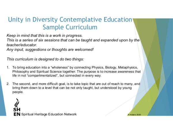 (PDF) Unity in Diversity Contemplative Education Sample Curriculum