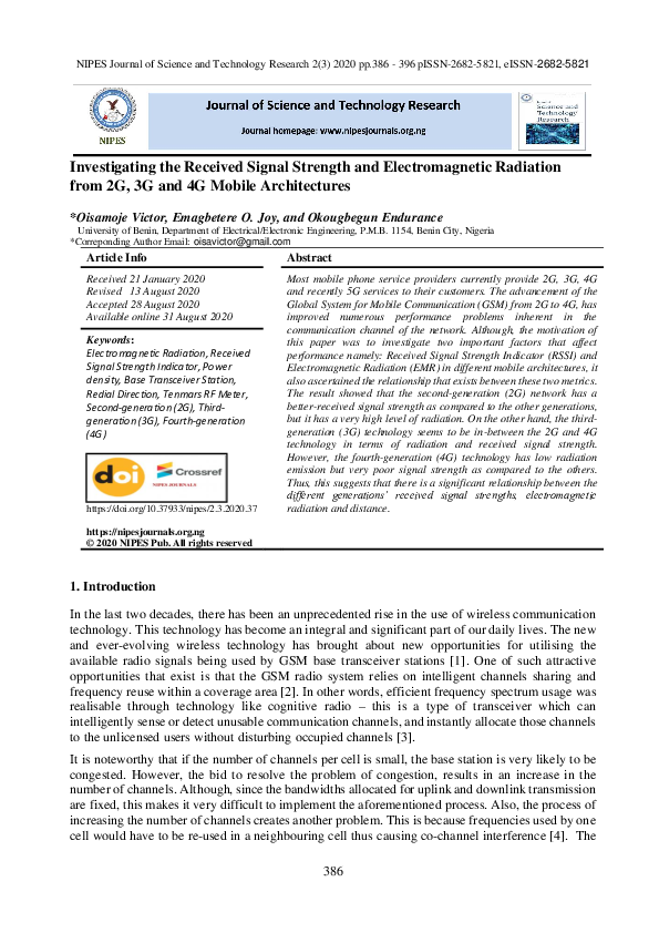 (PDF) Investigating the Received Signal Strength and Electromagnetic ...