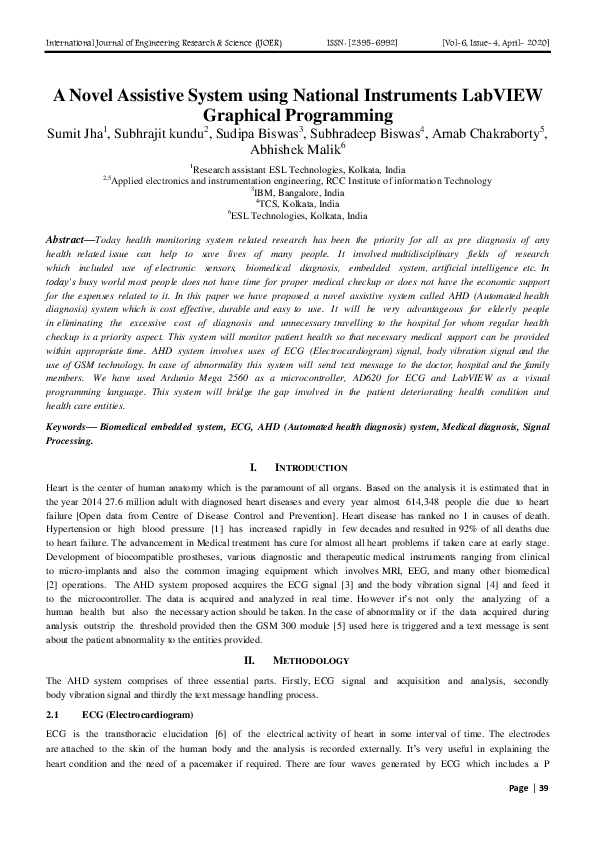 (PDF) A Novel Assistive System using National Instruments LabVIEW ...