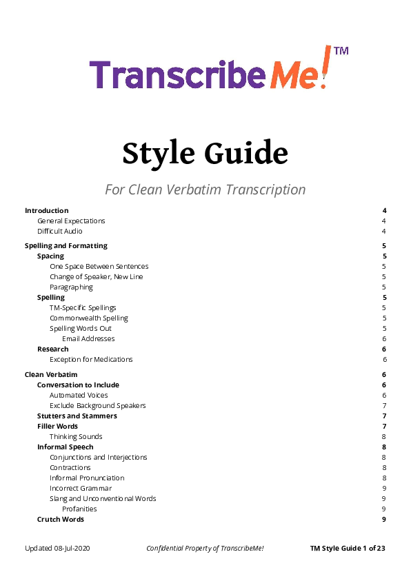 (PDF) Style Guide For Clean Verbatim Transcription EDEN EDEN