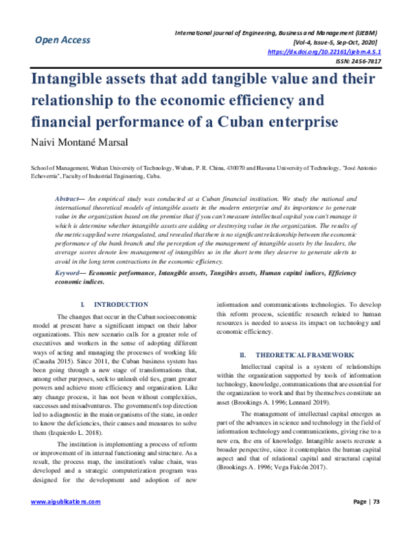 (PDF) Intangible assets that add tangible value and their relationship