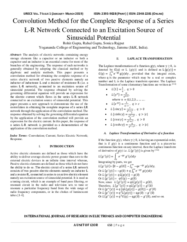 (PDF) Convolution Method for the Complete Response of a Series Ł ...