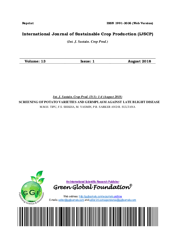 (PDF) SCREENING OF POTATO VARIETIES AND GERMPLASM AGAINST LATE BLIGHT ...