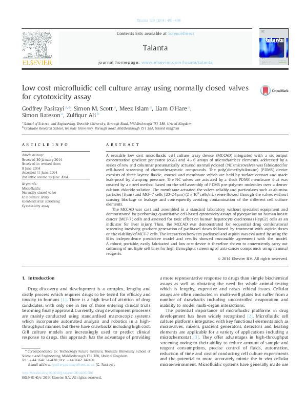 (PDF) Low cost microfluidic cell culture array using normally closed ...