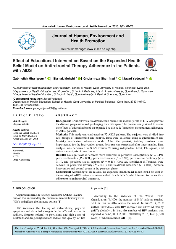 (PDF) Effect of Educational Intervention Based on the Expanded Health ...