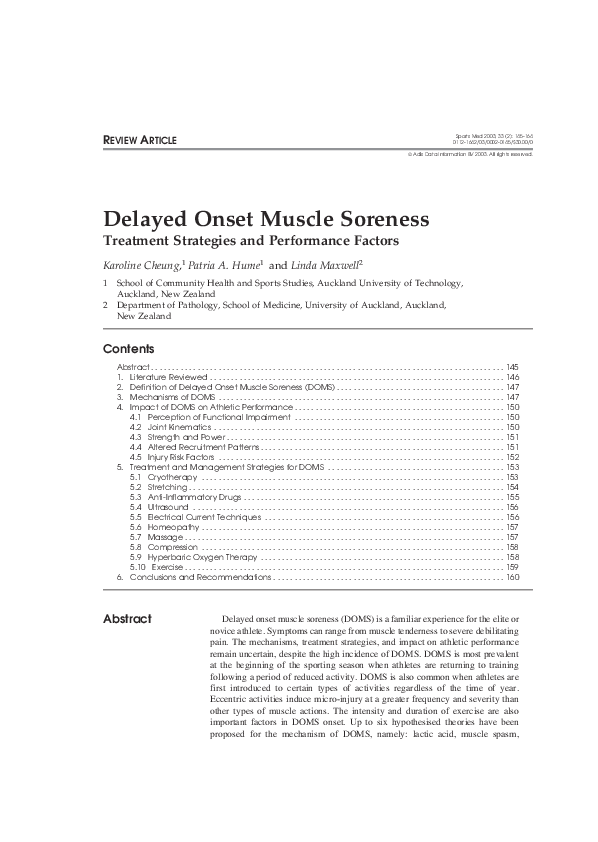 Photo inspiration: Delayed Onset Muscle Soreness Prevention For Athletes Reference: Pdf Delayed Onset Muscle Soreness Treatment Strategies And