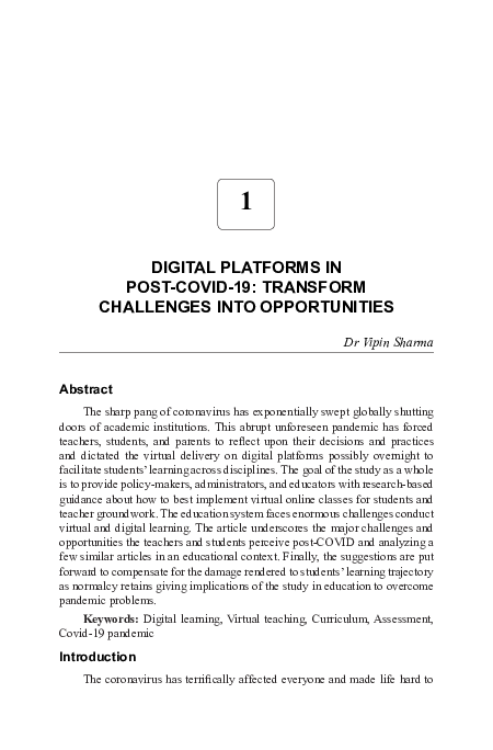 (PDF) Digital Platforms in Post COVID-19 : Transform Challenges into ...