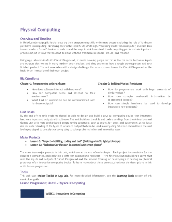 (PDF) Physical Computing Overview and Timeline
