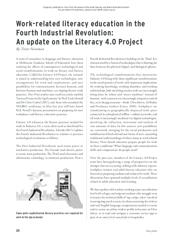 (PDF) Work-related literacy education in the Fourth Industrial ...