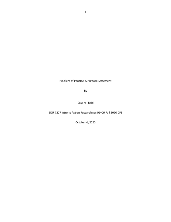 (DOC) Problem of Practice & Purpose Statement