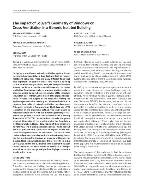 (PDF) The impact of Louver’s Geometry of Windows on Cross-Ventilation ...