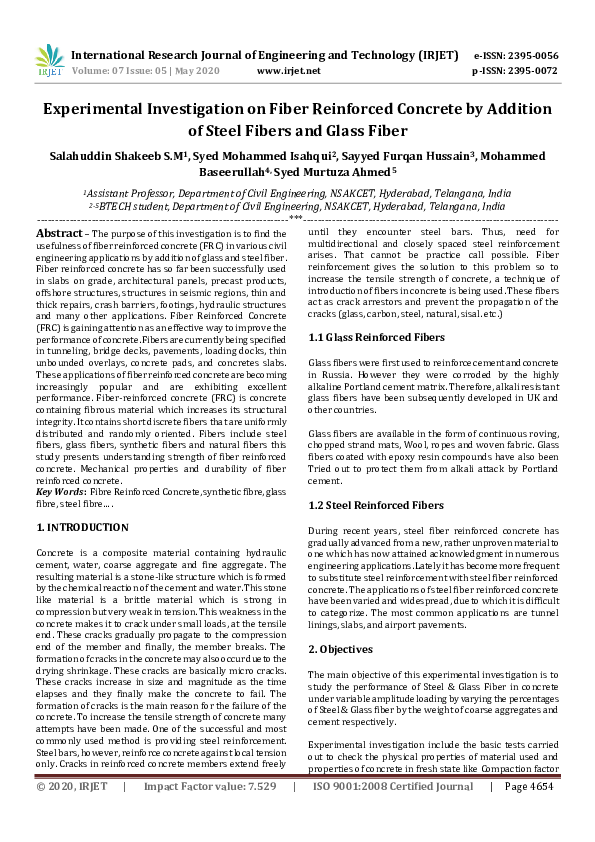 (PDF) IRJET- Experimental Investigation on Fiber Reinforced Concrete by ...