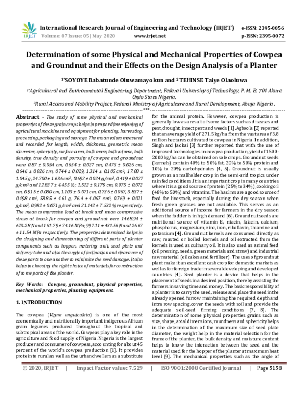 (PDF) IRJET- Determination of some Physical and Mechanical Properties ...