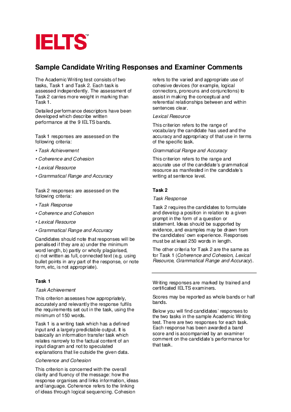 (PDF) Sample Candidate Writing Responses and Examiner Comments