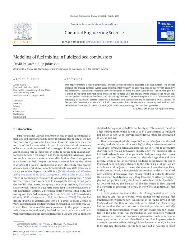 (PDF) Modeling of fuel mixing in fluidized bed combustors
