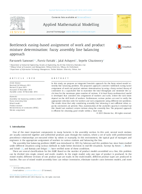 (PDF) Bottleneck easingbased assignment of work and product mixture