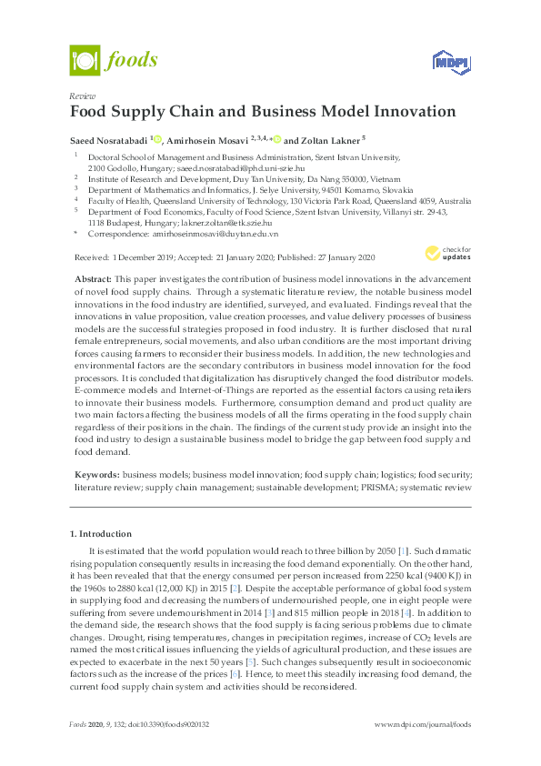 (PDF) Food Supply Chain and Business Model Innovation