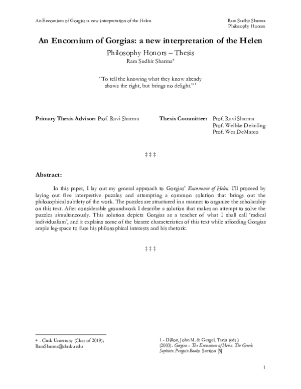 Encomium of helen explained picture