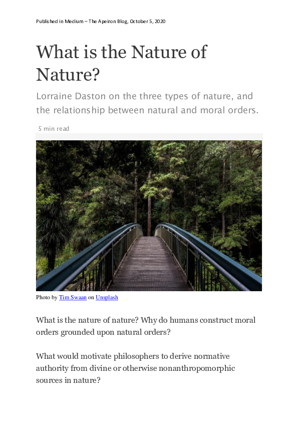 (PDF) What is the Nature of Nature?